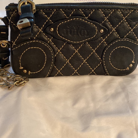Y2K Juicy Couture Wristlet Black Leather Quilted - Picture 8 of 14